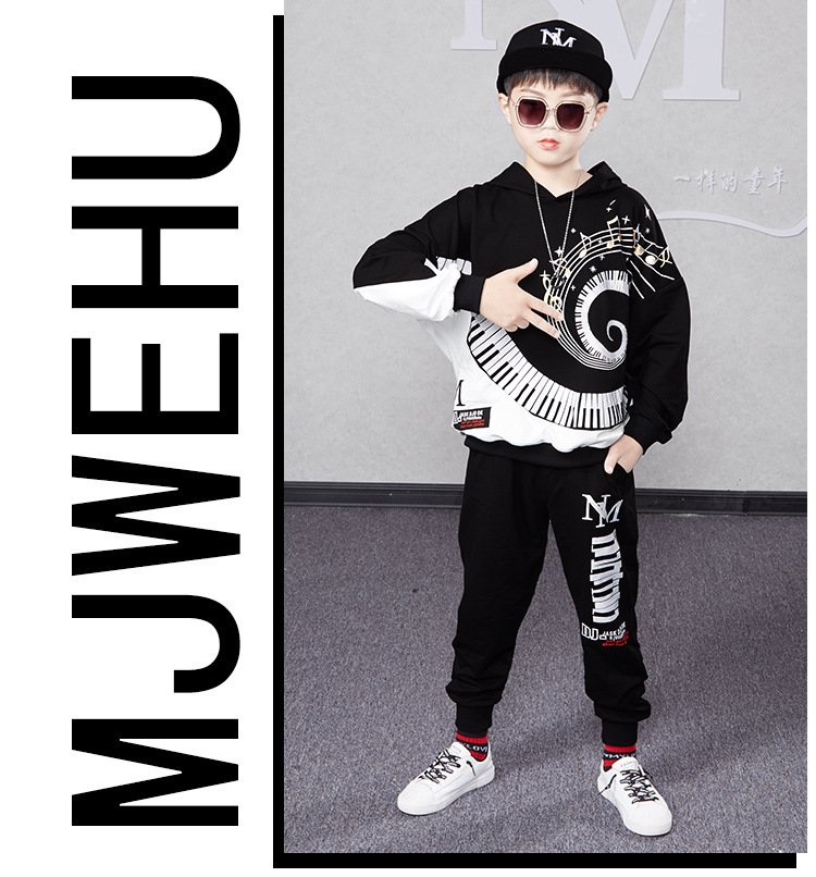 Traje de otoño para niños, Sudadera con capucha de manga larga, edición coreana, pantalones deportivos informales, conjunto de dos piezas a la moda, edición coreana, 2023_voghion.com