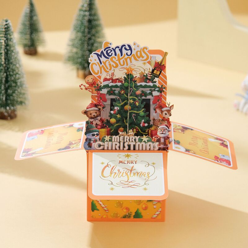 新款3D立体圣诞节贺卡创意Merry christmas 弹出式盒状卡片组合|undefined