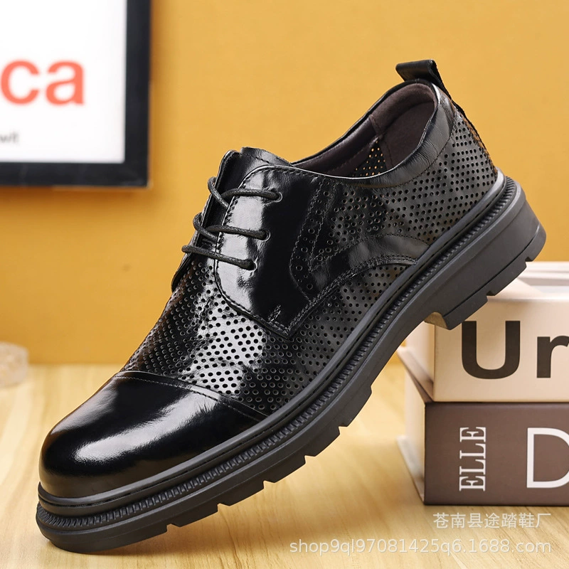 Листья из коровьей кожи, вырезая мужские кожаные сандалии, сандалии, модная универсальная деловая повседневная обувь, летняя фабрика прямых продаж