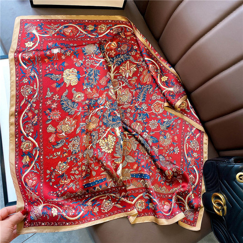 68cm silk square scarf, spring and autumn fashionable versatile scarf for women, gift retro decoration, mulberry silk scarf