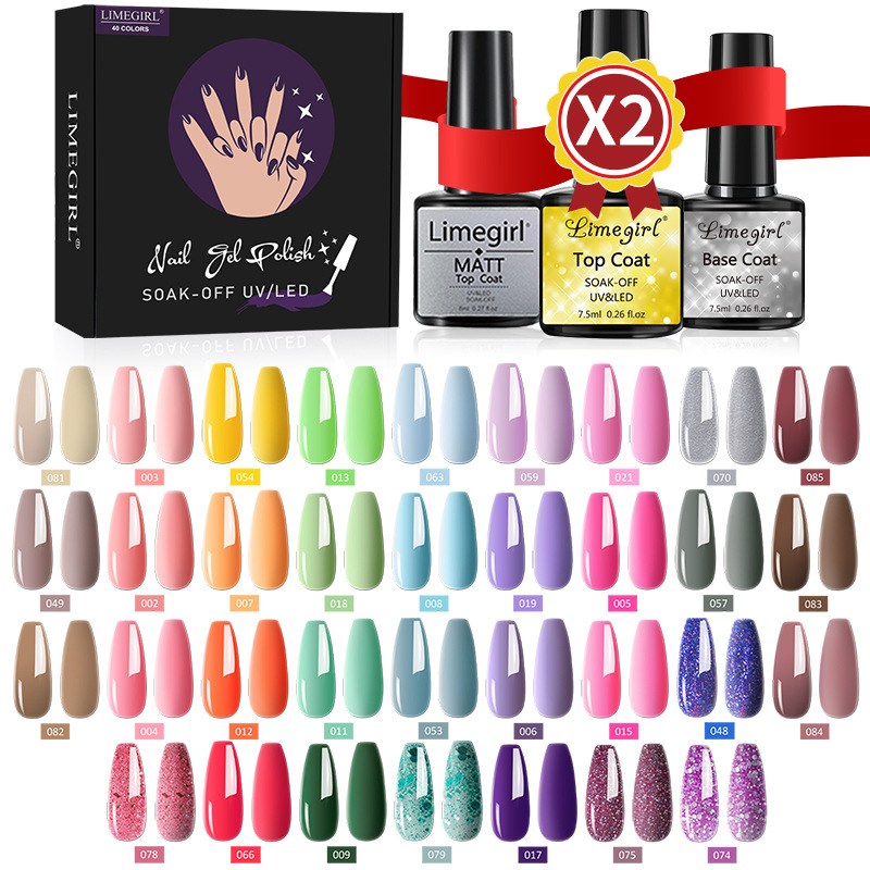 Juego de pegamento funcional para manicura de 40 colores de Amazon, pegamento de fototerapia removible, sellado sin lavado, pegamento base de sellado esmerilado