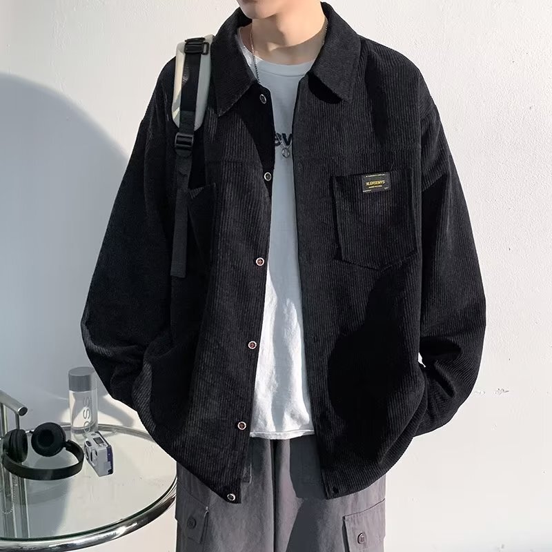 Hong Kong Style Corduroy Long-sleeved Shirt Men's Autumn Loose plus size Shirt Jacket Korean Fashionable Casual Cotton Top Clothes Hong Kong Style Corduroy Long-sleeved Shirt Men's Autumn Loose plus size Shirt Jacket Korean Fashionable Casual Cotton Top Clothes