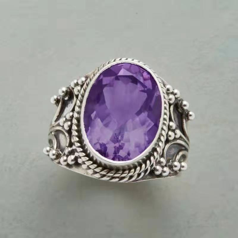 Eleganter Amethyst Ring Für Damen Aus Legiertem Schmuck_voghion.com