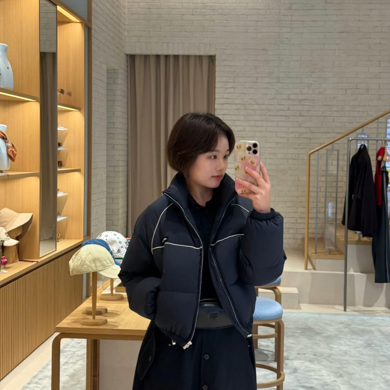 Mm down Jacket Navy Blue Arc De Triomphe Embroider Women's 25 Autumn and Winter October National Standard 90 White Duck down Jacket