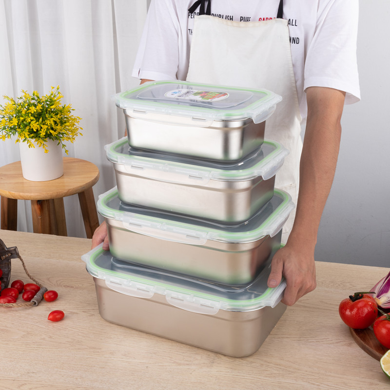 Capacious rectangular storage box for commercial use stainless steel
