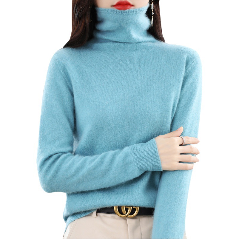 一流既製服 100% ピュアウール 2025 秋冬新作レディーススタックカラーウォームベースレイヤーショートニットセーター