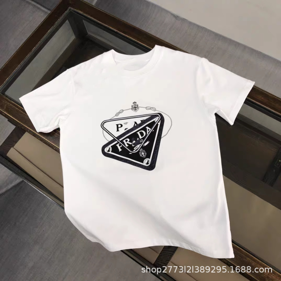 트렌디 한 브랜드 새 편지 인쇄 로고 크루 넥 반팔 남성 캐주얼 루즈 티셔츠 커플의 같은 스타일 올 매치 탑