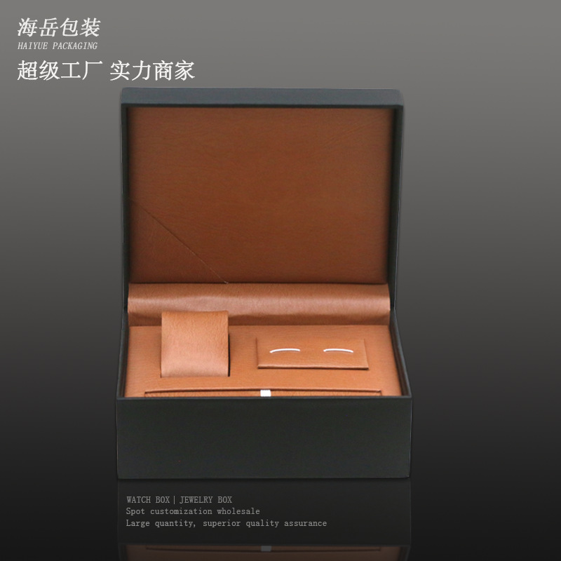 Ready Stock Wholesale Watch Box Pu Leather Jewelry Box Black Stitched Right-Angle Flip Cover Watch Leather Box Collection Storage Box