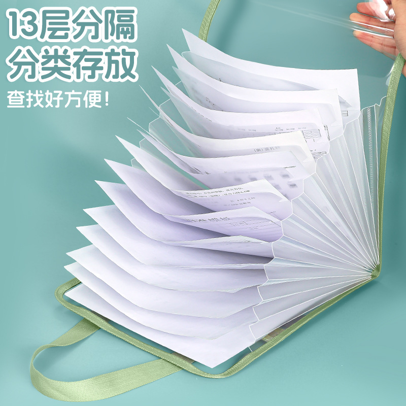 Huajie factory wholesale A4 large capacity hand-held accordion bag transparent folder multi-layer classification file bag tutoring bag