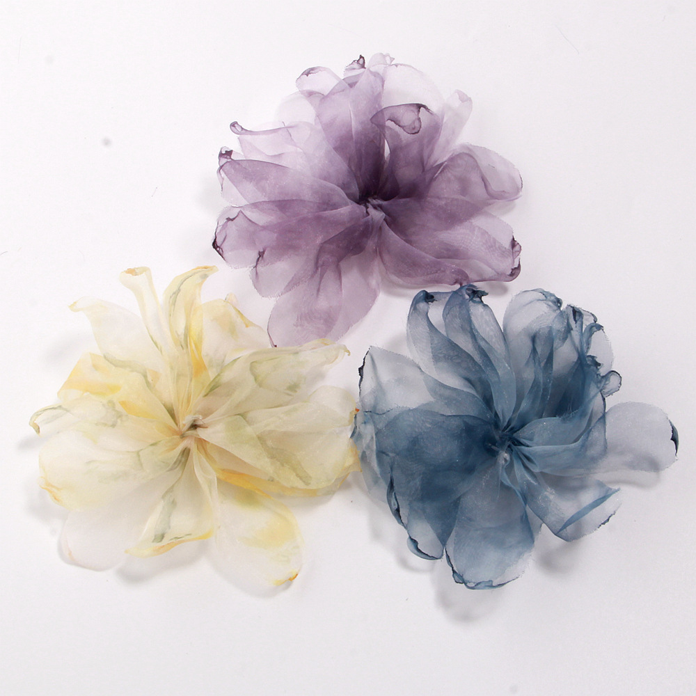 Mesh Floral Accessories, Organza Burnt-Edge Flowers, Three-Dimensional Fabric Flowers, Handmade DIY Parts, Shoe and Hat Accessories, Clothing Accessories