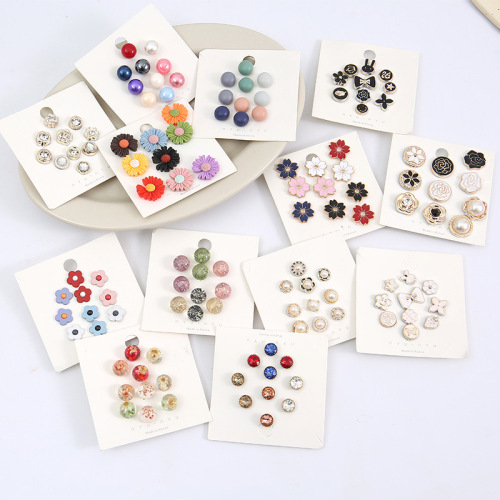 Anti-exposure buckle, no sewing, detachable button, pearl shirt, high-end button, concealed button, mother-in-law button, small brooch