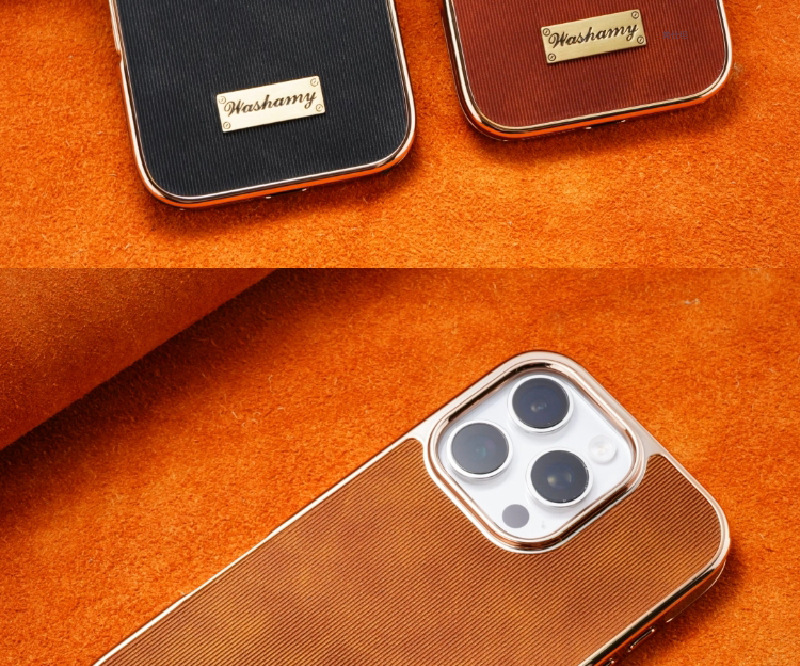 Ốp lưng iPhone 16 Pro Max bao da mạ điện chống rơi, hút từ tính — 【Nhãn kim loại màu đen★Da cừu mạ điện], 【Kim loại màu nâu vàng★Da cừu mạ điện], 【Nhãn kim loại màu nâu đỏ★Da cừu mạ điện], 【Dấu kim loại màu xám voi★Da cừu mạ điện] chi tiết 5