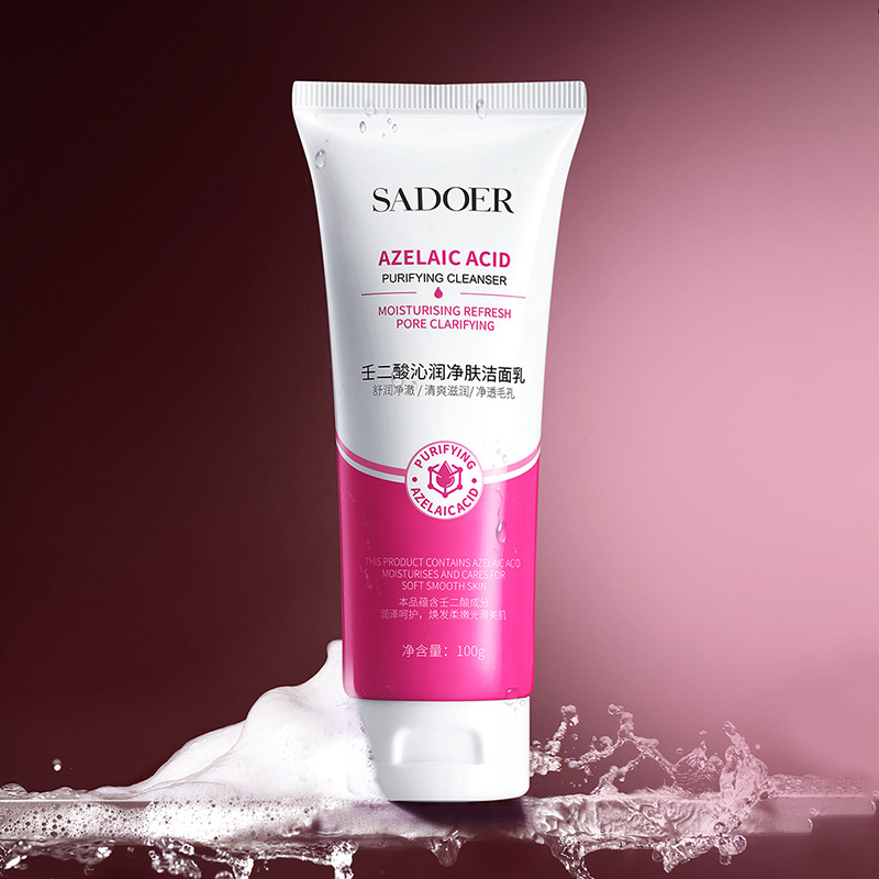Limpieza facial limpiadora de azelato de sodio de sodio, limpieza profunda, hidratación y cuidado de la piel, limpiador facial hidratante y no tenso.