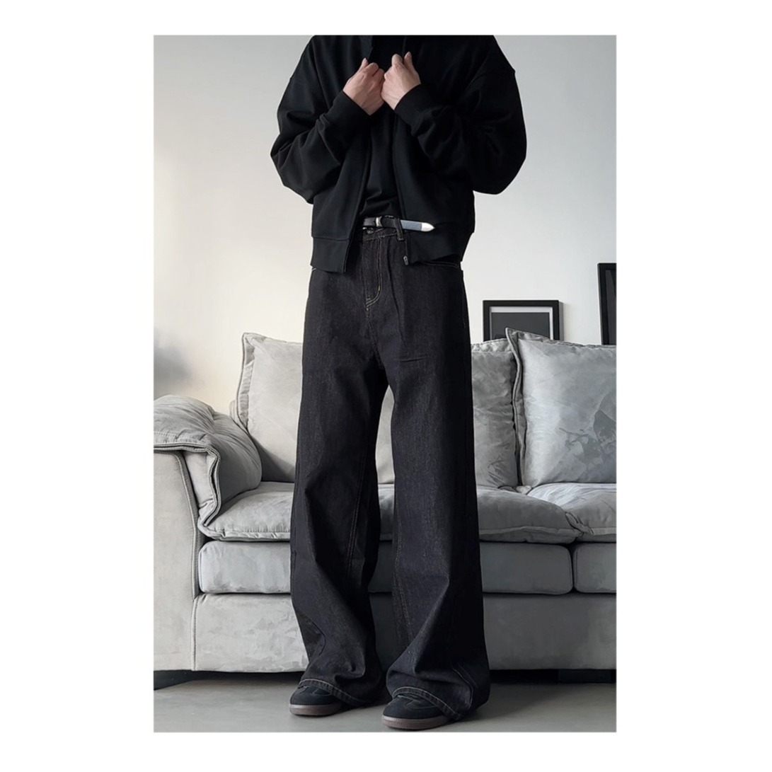 Retro Wide Leg Jeans Loose Straight Leg Casual Floor Length Pants For Men And Women_mkmklike.com