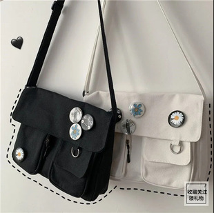 Canvas Bag Women's Crossbody Korean Style Female Student New Small Daisy Shoulder Ins Popular Versatile Large Capacity School Bag