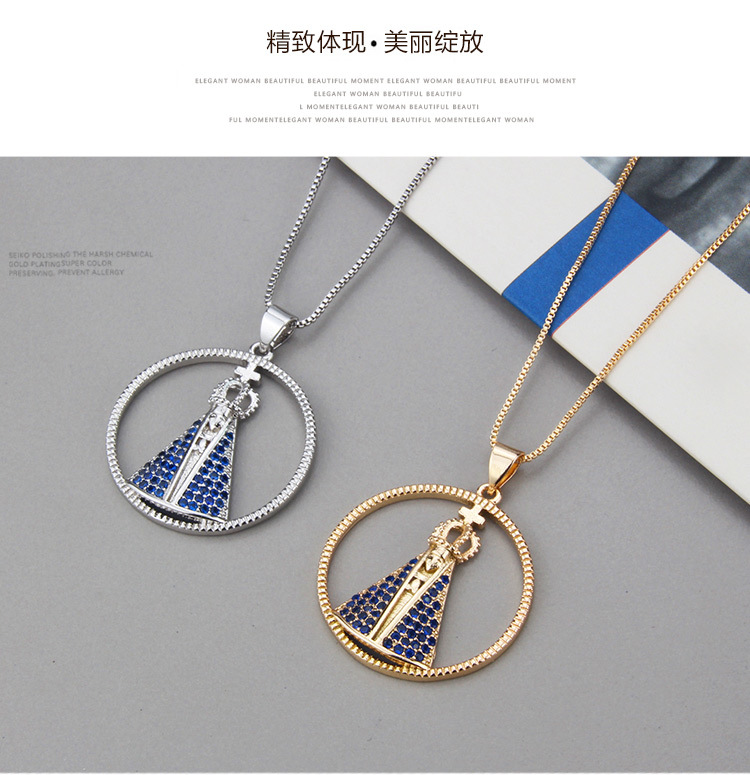 simple copper gold-plated heart-shaped round faith pendant Necklace