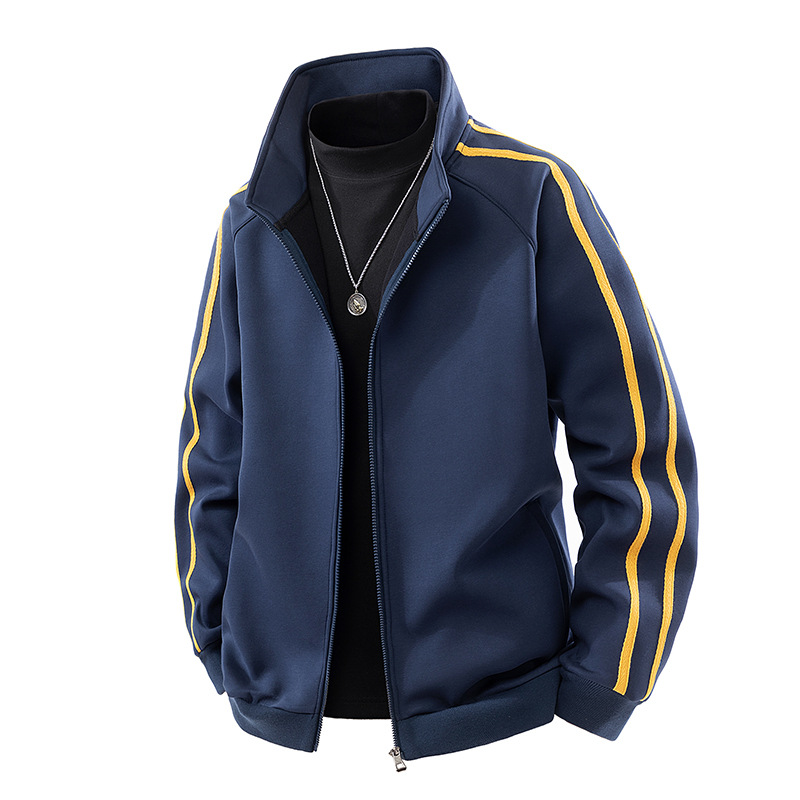 Cardigan de moda transfronterizo chaqueta de color americano chaqueta de rayas de otoño hombre chaqueta de béisbol grande suelta image 1