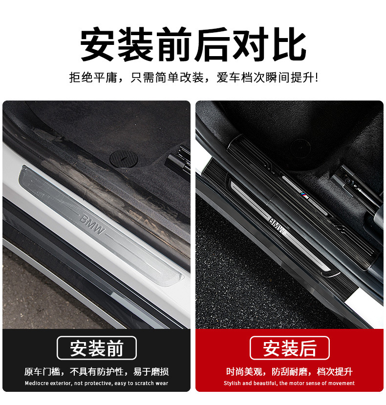 Suitable for 16-25 Models of Bmw New X1 Door Sill Strips, Welcome Pedal Protection, Door Sill Anti-Kick Interior Modification Rear Guard Plate
