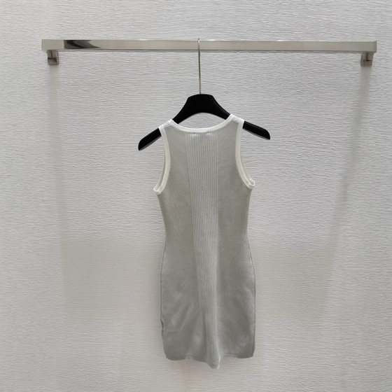 Shenzhen Nanyou Correct High Version CH Home 25 Spring and Summer New Micro-standard Rhinestone Crewneck Knitted Vest Dress