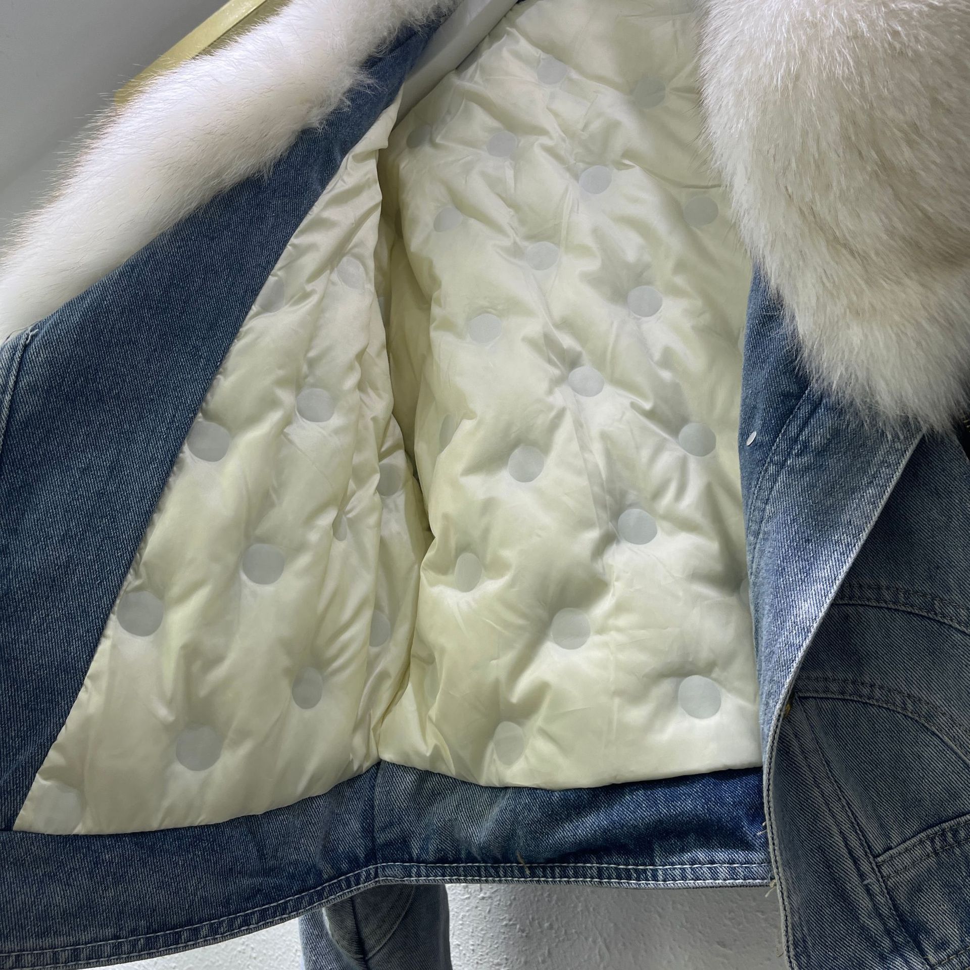 Luxury Fox Fur Collar Thickened Warm Down Jacket With Denim & Faux Leather Trim - Stylish Winter Coat For Women_voghion.com