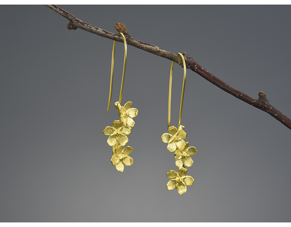 1 Pair Quantity 1 Pair 925 Sterling Silver Flower Drop Earrings