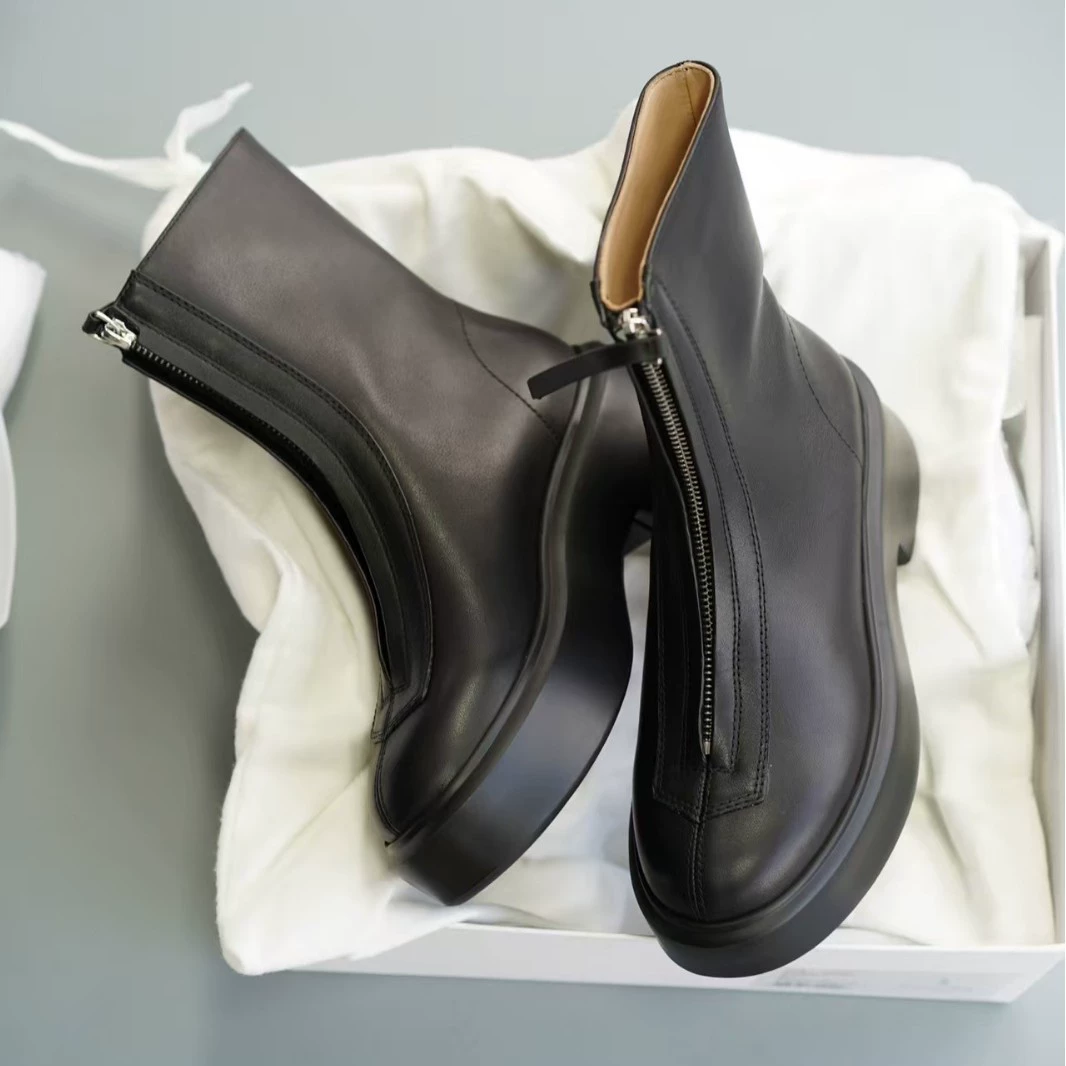 Импортные кожаные low boots с молнией, Италия