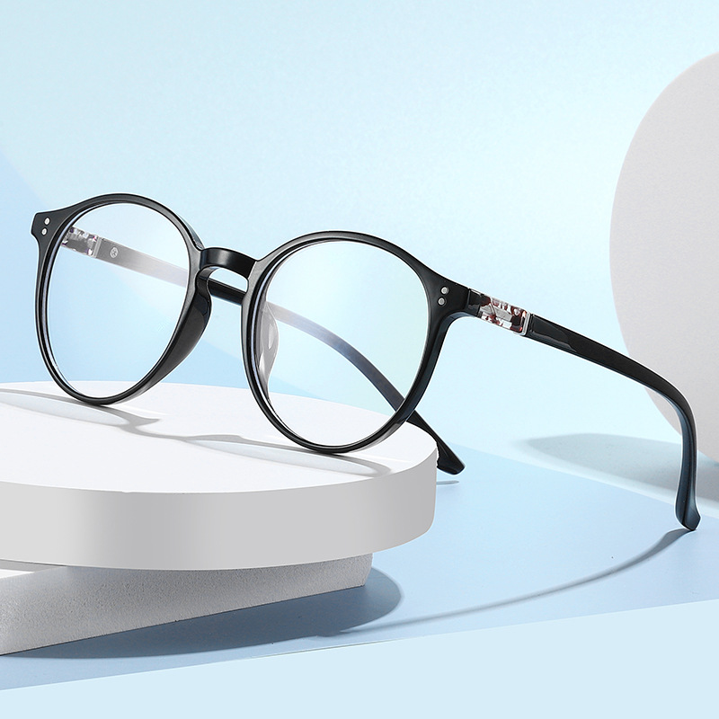 批发2021新款圆框平光镜TR素颜电脑防蓝光镜潮流框架眼镜女装饰镜