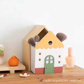 创意木质收纳盒化妆刷卡通书桌收纳儿童房画笔文具零食整理储物盒