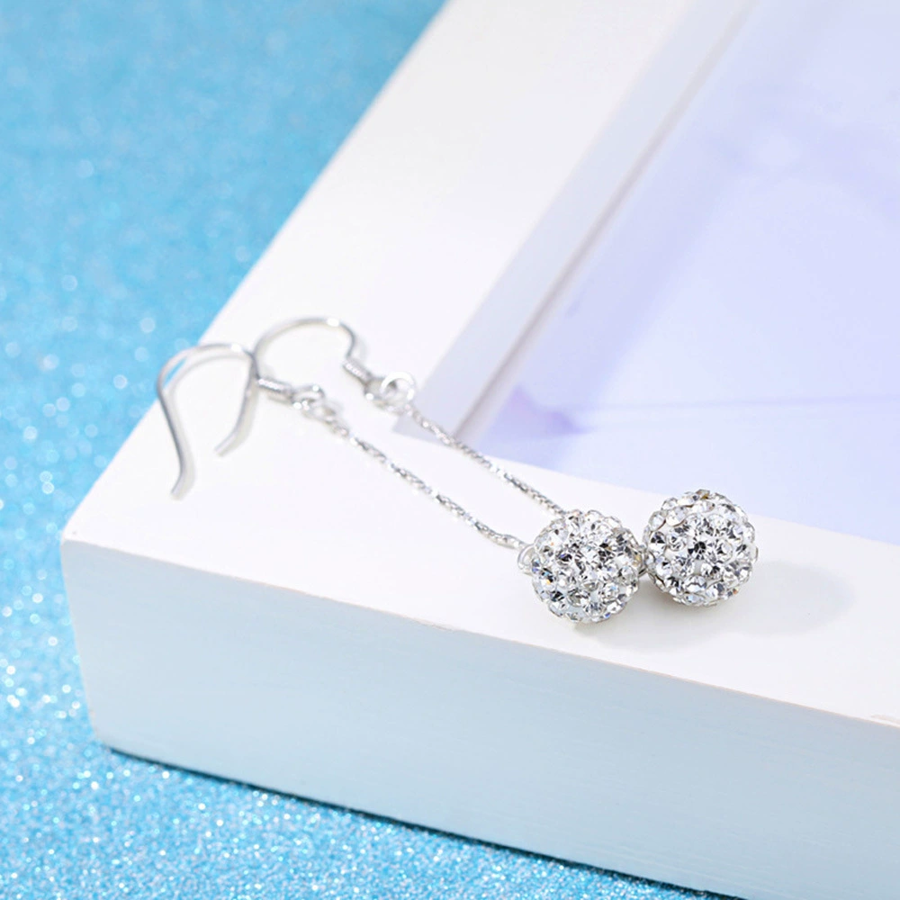 Silver fashionable long earrings for princess with tassels, bright catchy style