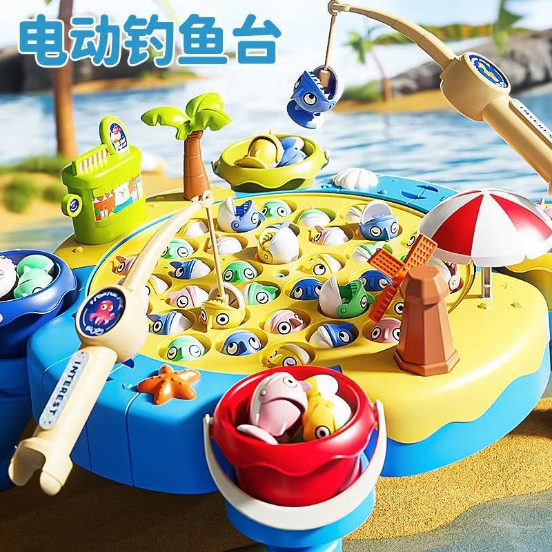 Cross-Border New Product Electric Magnetic Fishing Platform Children's Fishing Toys Early Education Educational Music Interactive Play House Toys
