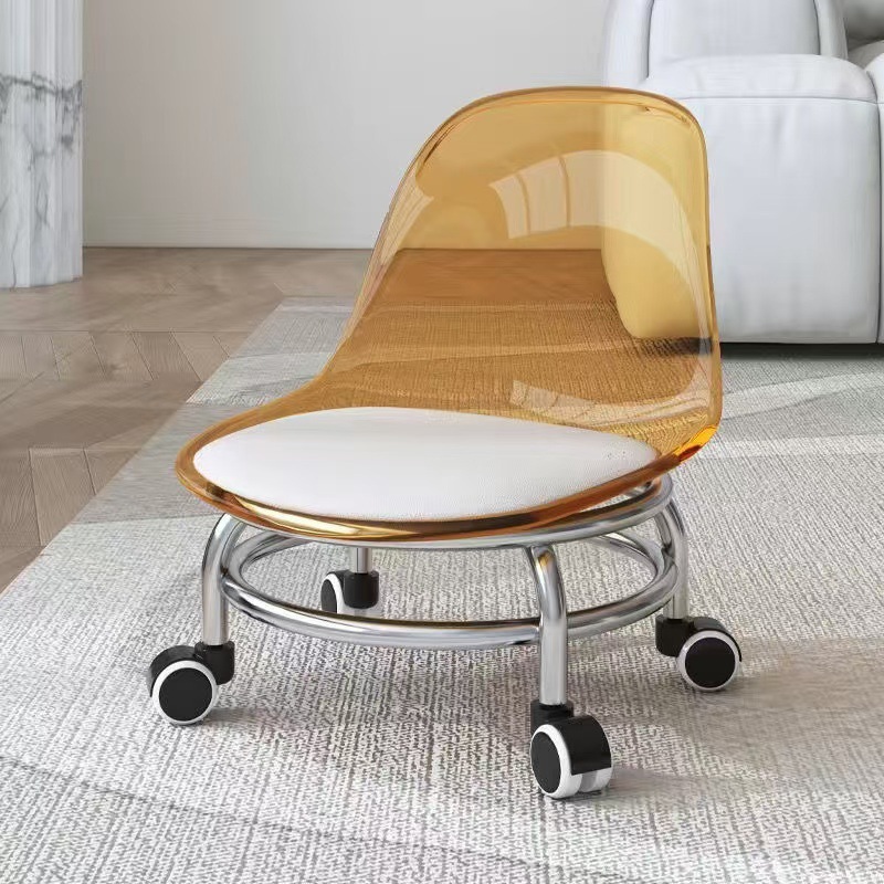 Taburete pequeño con rueda universal, silla pequeña con polea móvil, banco de respaldo corto para el hogar, taburete pequeño para sentarse durante mucho tiempo y no cansado