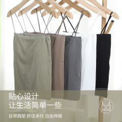 Integrated fixed-cup solid color camisole seamless no-wire bottoming outer wear spaghetti straps beautiful back wrap bra tube top