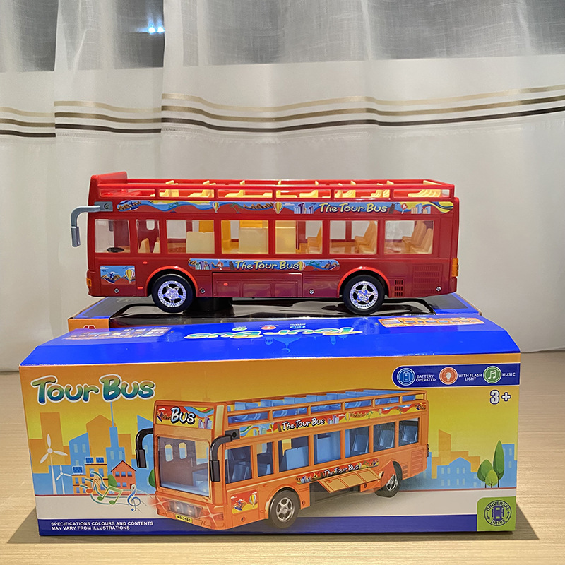 컬러 박스-야외 더블 데커 버스-레드