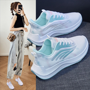 2025 Spring New Korean Style Breathable Fly Woven Women's Shoes Ins Trendy Student Running Sneakers Women's Casual Shoes Bk882