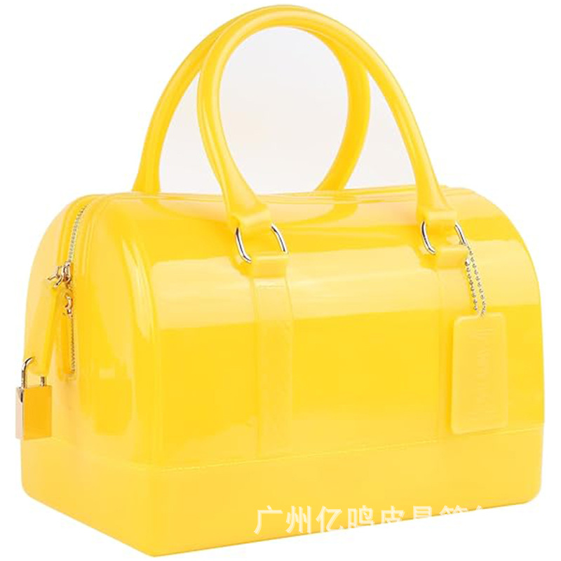 女士夏季果冻枕头形手提包糖果色透明水晶钱包防水多巴胺风格包包