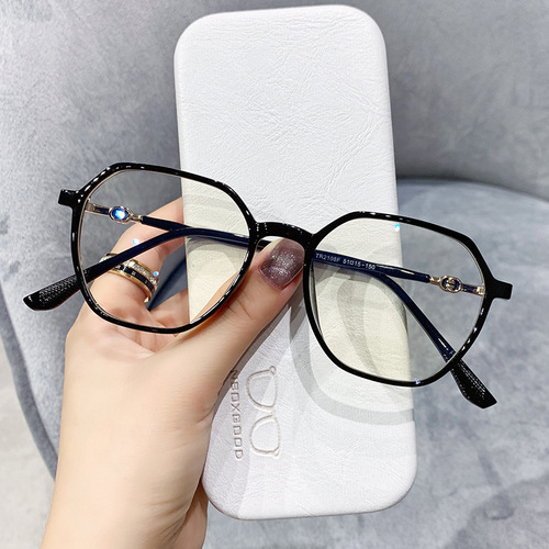 TR90 Irregular Internet Celebrity Eye Protection Korean Style Trendy Anti-Blue Light Radiation Glasses Optical Frame Glasses 2108