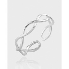 JZ257缠绕交叉纯银戒指女韩版INS小众设计精美小巧多层叠戴小戒指