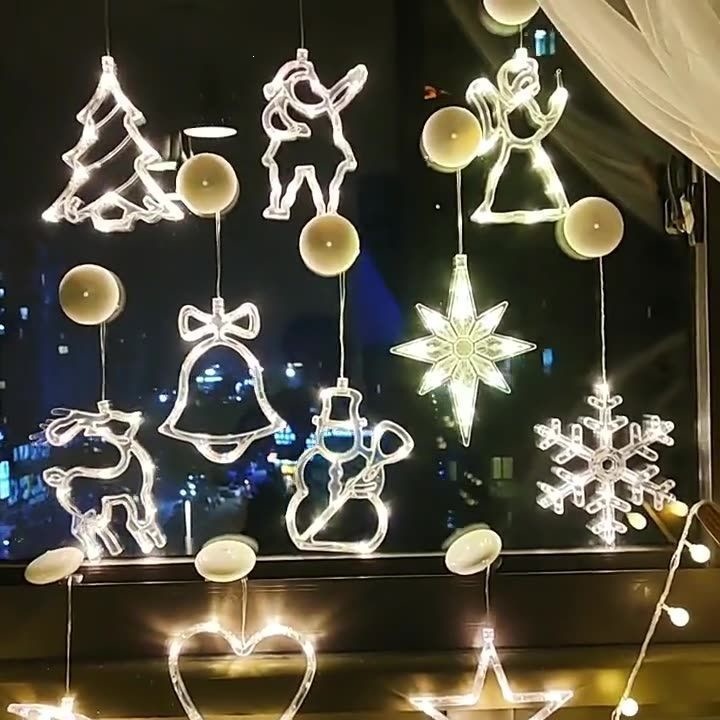 LED圣诞灯串创意灯圣诞老人雪人橱窗吸盘灯圣诞树节日装饰彩灯