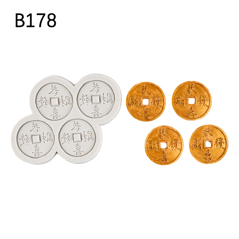 Año Nuevo chino molde de moneda de cobre molde de silicona Feliz Año Nuevo