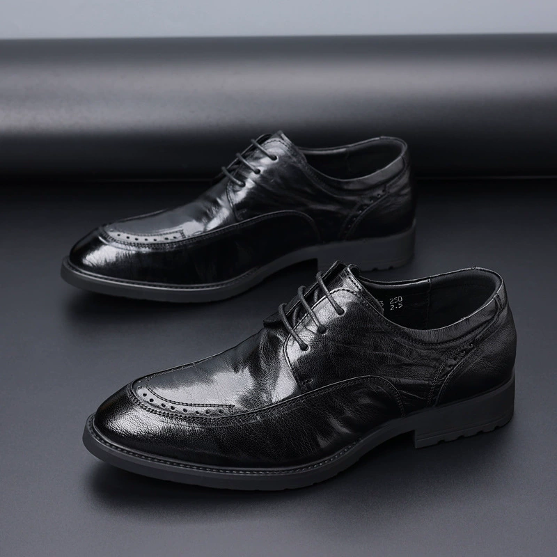 Мужская кожаная обувь, деловое платье с верхним слоем из овчины, Корейская мужская обувь, повседневная обувь в британском стиле, Свадебная обувь для жениха, натуральная кожа