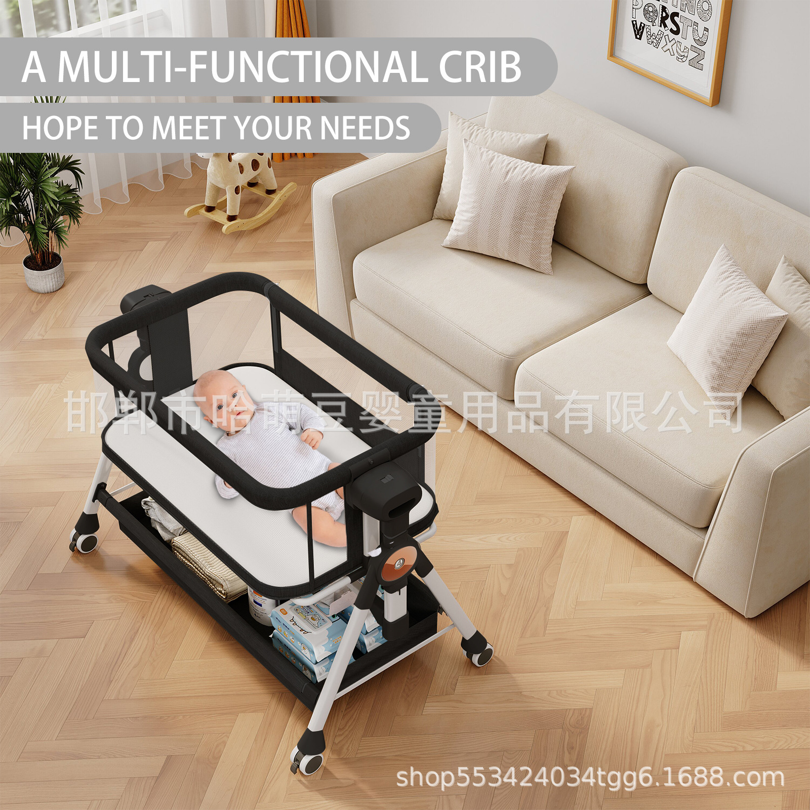 Cama de bebé Cama de cuna Cama de bebé portátil Cama de bebé plegable Cama de empalme móvil Cama de niños móvil