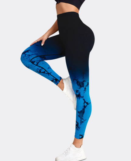Versión gruesa talla S 200g + sin costuras pantalones de yoga de la aptitud de las mujeres Pantalones deportivos tie-dyed tie-float Hip-lifting pantalones Leggings