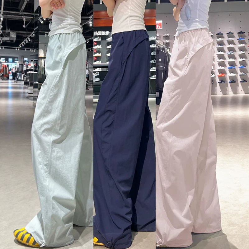 American-Style Quick-Dry Work Pants for Women, Suitable for Spring, Autumn, and Summer, Petite Size, Slimming, Loose Wide-Leg, Casual, Sun-Protective, Straight-Leg Sports Pants