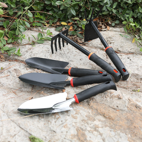 Tools for catching the sea, rubber handle, dual-purpose hoe, black rubber handle, flower shovel, five-tooth rake, bamboo shoot rake, garden shovel