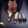 Four Seasons Cotton slipper Leather waterproof indoor non-slip slipper pu Leather slippers Home Furnishing indoor non-slip household