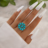 Retro accessory, turquoise children's ring with stone, set, European style, suitable for import