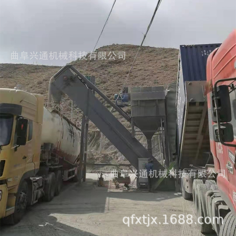 河北集装箱散灰拆箱机 水泥中转装罐车输送机 集装箱拆箱机厂家