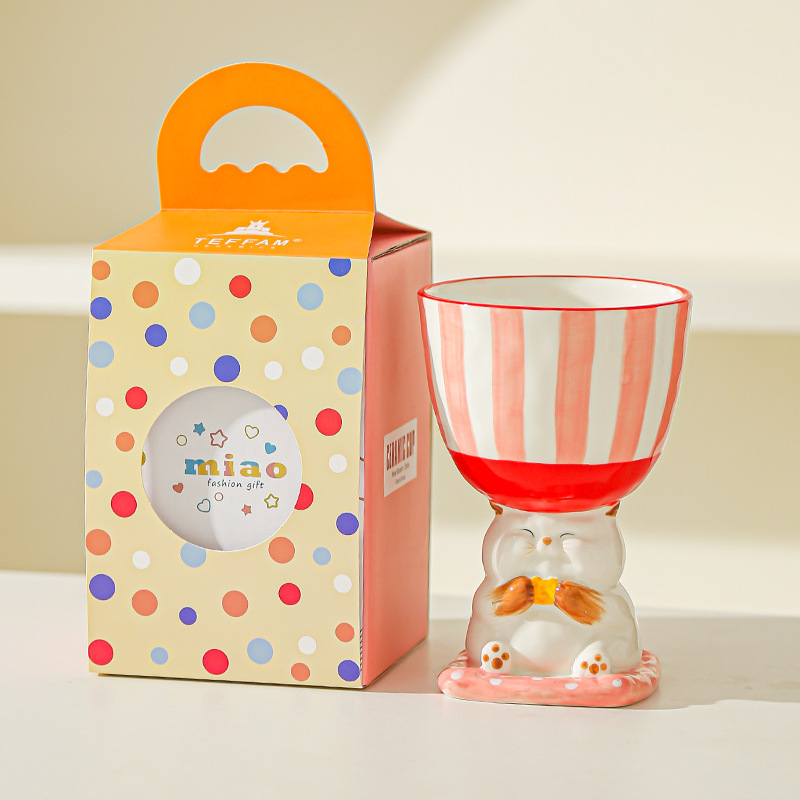 Dibujos animados lindo regalo de cumpleaños pintado a mano taza de helado taza de postre creativo taza de pastel taza de cerámica mesa de aromaterapia