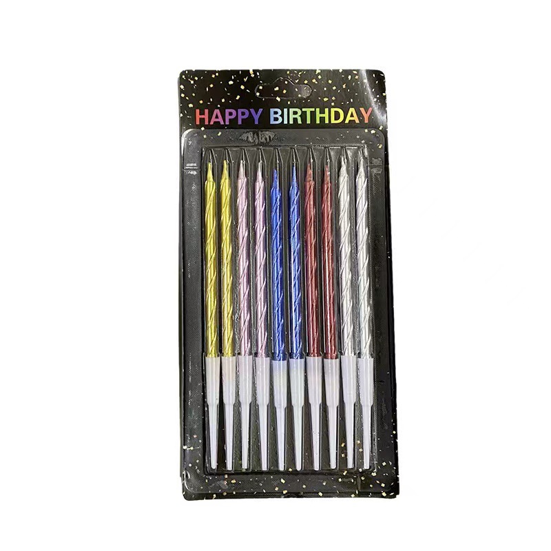 Mayorista pastel vela galvanizado oro plateado metal textura larga lápiz retro fiesta de cumpleaños estilo retro