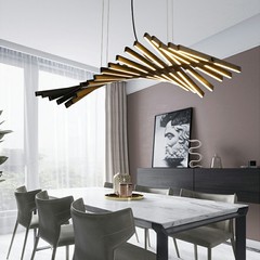 Minimalist Linear Restaurant Fishbone Suspension Lamp Modern Simple Designer Office Conference Room Dining Table Bar Counter Suspension Lamp